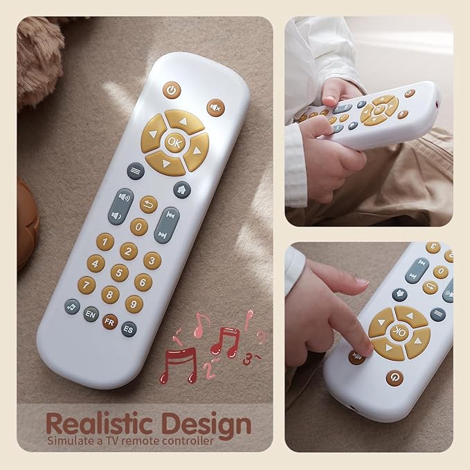Nueplay Realistic Learning Controller with Light & Music – Interactive Educational Toy for Toddlers, Trilingual English/Spanish/French Number Learning & Pretend Remote Play for Kids Ages 1-3,White.