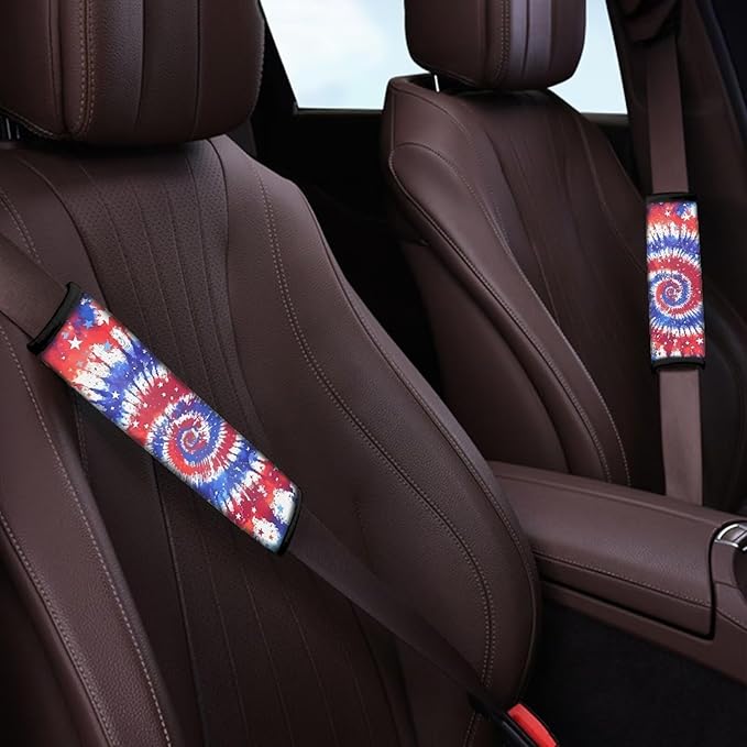 Car Seat Belt Covers Pack of 2 Universal Shoulder Strap Pad Vehicle Seatbelt Cover Car Decor Red Blue Swirl