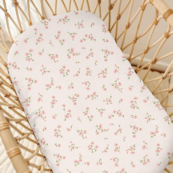 Muslin Baby Lounger Cover 2 Pack, Soft Breathable Newborn Lounger Pillow Cover for Boys Girls Infant (Rosy)