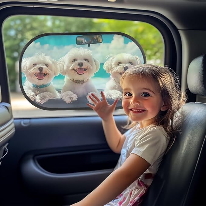 Bulopur 2 Pack Window Shades for Car UV Protection Breathable West Highland Terrier Car Seat Sun Protection Easy to Install Mesh Back Window Sun Shades Universal Fit Mesh Auto Windshield Shades