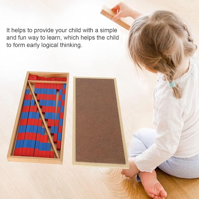 Jerliflyer Numerical Rods, Elite Montessori Small Number Rods,Elite Montessori Wood Red Long Sticks Family Version Math Number Rods,Kid Education