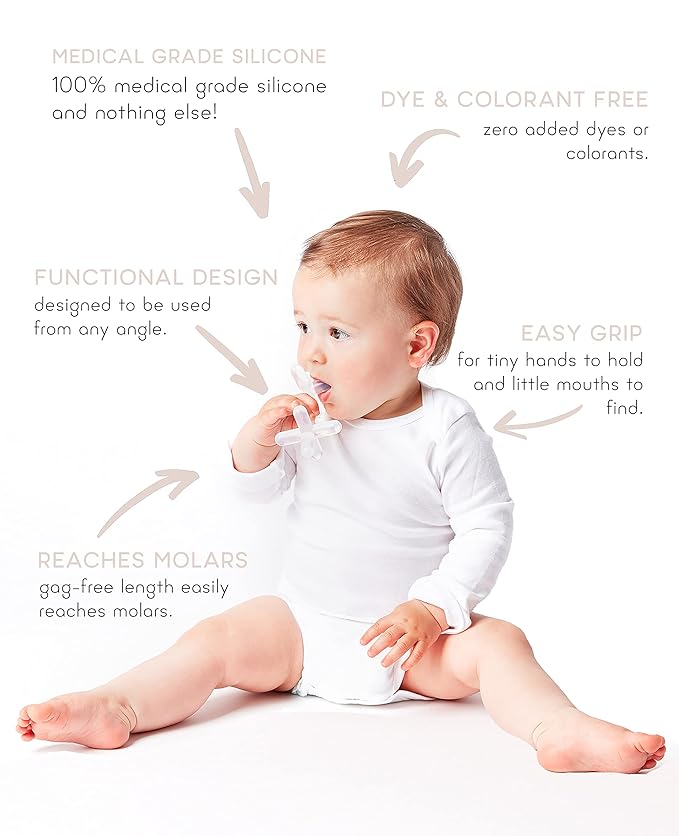 Moonjax Baby Teether Bundle | Buy 2 and Save | Two Teethers: One (1) Clear Silicone & One (1) Natural Rubber | Baby teether for Infants, Toddlers, Newborns, CPSIA Certified