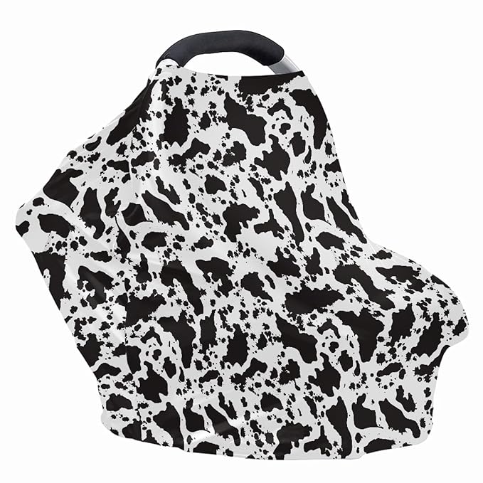 Wanyint Cow Print Car Seat Covers Universal Fit Carseat Canopy Covers for Babies,Breathable Breastfeeding Scarf Nursing Covers Carseat Canopy for Boys Girls