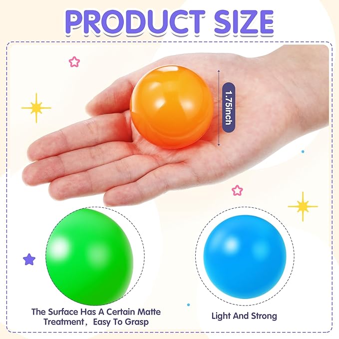 Civaner 6 Pieces Multi Colored Plastic Replacement Balls Small Bulldozer Popper Toy Balls 1.75 Inch Soft Crush Proof Air Filled Ocean Ball for Toddlers (Vibrant)