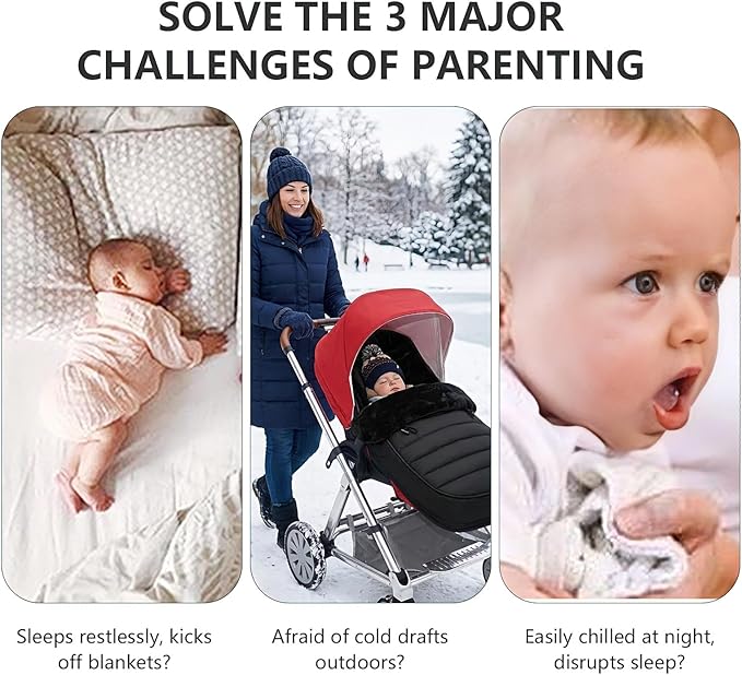 Universal Stroller Footmuff for Baby, Winter Baby Stroller Bunting Bag, Warm Soft Ultra-fine Fleece Stroller Sleeping Bag for Cold Weather, Waterproof & Windproof, Footmuff Blanket Must Have