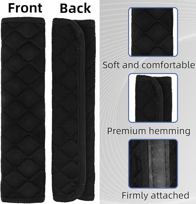 2Pcs Car Seat Belt Padding10.6In (27cm) Car Seat Belt Shoulder Strap Cover Car Accessories Interior,Soft Shoulder Strap Covers Seat Belt Protector Make Neck and Shoulders More Comfortable(Black)