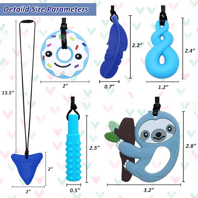 Chewy Necklace Sensory Toys for Kids with Autism, 10 Pack
