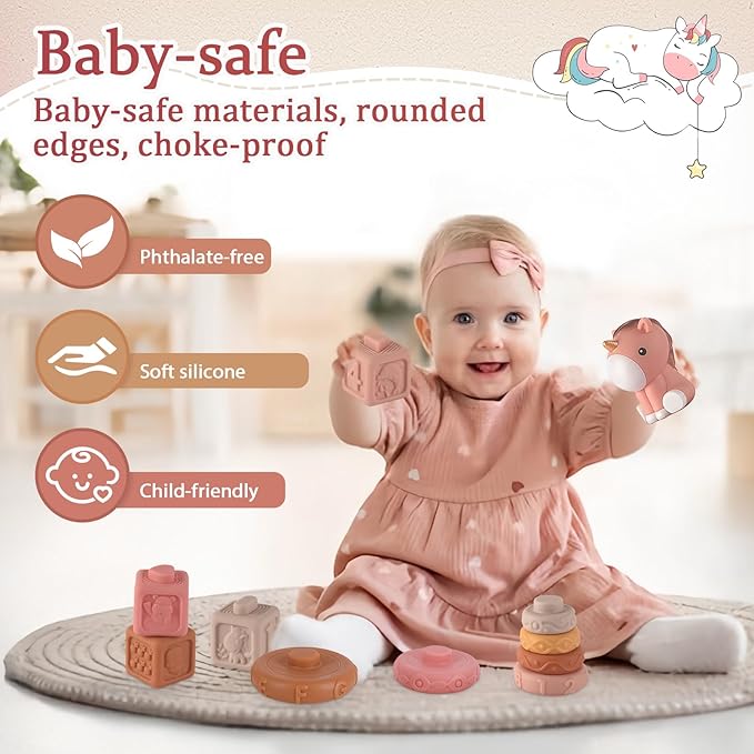 FEBALHS Montessori Toys for 6-12 Months, Baby Toys 6-12-18 Months with Montessori Baby Blocks Toy, Shape Sorting Baby Development Toys for 6+ Month Girls Boys Birthday Chiristmas Gifts