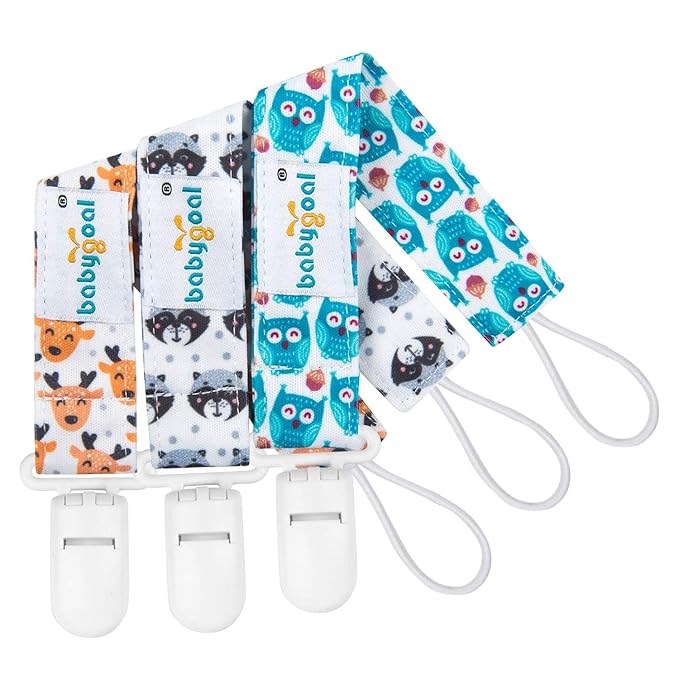babygoal Animal Pacifier Clips, 6 Pack Pacifier Holder Fits for Most Baby Boys and Girls Pacifier Styles