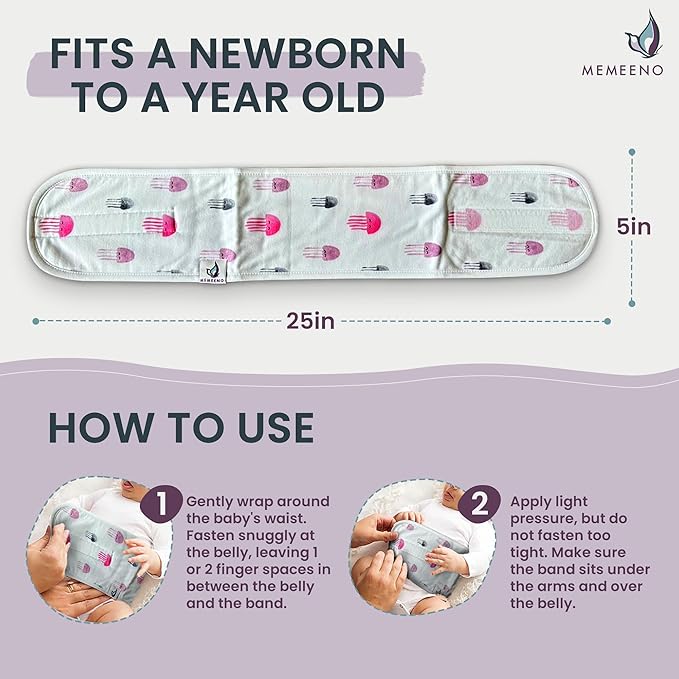 MEMEENO Baby Belly Band - Gas & Colic Relief, Heated Tummy Wrap for Newborns