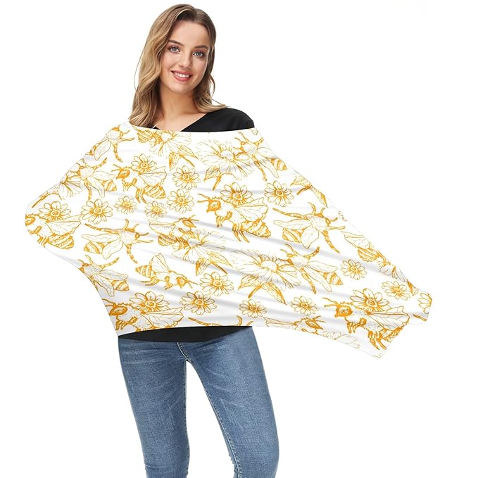 Baby Car Seat Stroller Covers Honey Bee Queen Collect Nectar Nursing Cover Breastfeeding Scarf Soft Breathable Stretchy Infant Car Canopy Coverage Carseat Cover for Boys and Girls Multi Use