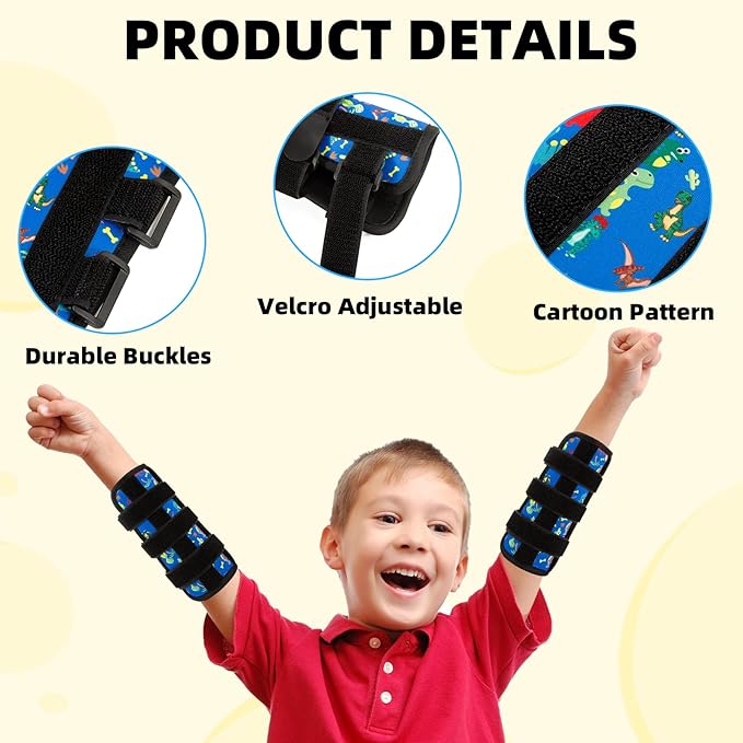 2 Pcs Thumb Sucking Deterrent, Dinosaur Elbow Thumb Guard for Thumb Sucking, Nail Biting Treatment for Kids Prevention Anti Nose Picking for Boys Girls Finger Sucking Prevention