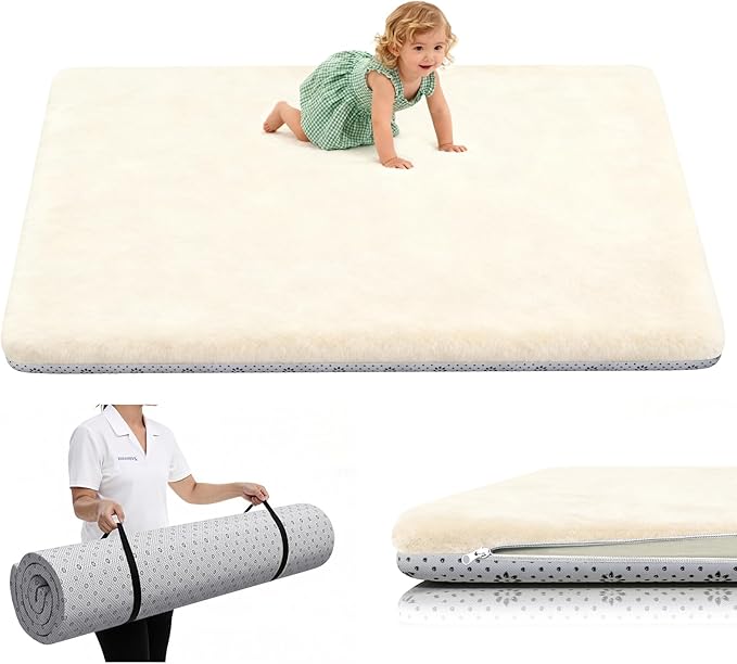 Yozoia Thick Baby Play Mat for Floor 71 x 59, Ultra Soft Playpen Mat, Machine Washable Tummy Time Foam, Non-Slip Bottom Helps Cushion, for Kids, Infant and Toddler Crawling