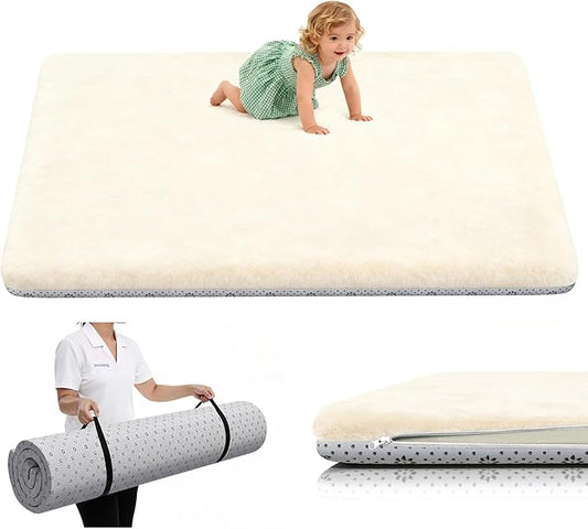 Yozoia Thick Baby Play Mat for Floor 71 x 59, Ultra Soft Playpen Mat, Machine Washable Tummy Time Foam, Non-Slip Bottom Helps Cushion, for Kids, Infant and Toddler Crawling