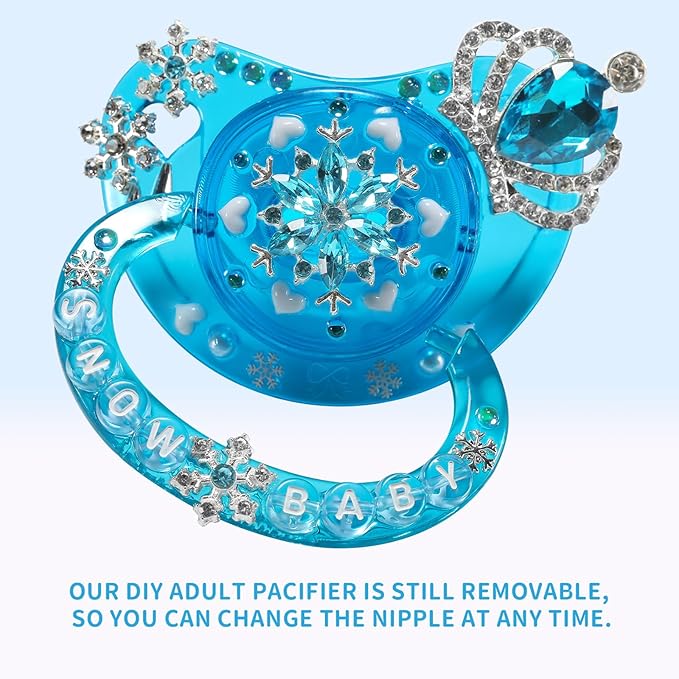 CutiePlusU Adult Sized Pacifier Dummy Crystal DIY Handmade-Blue