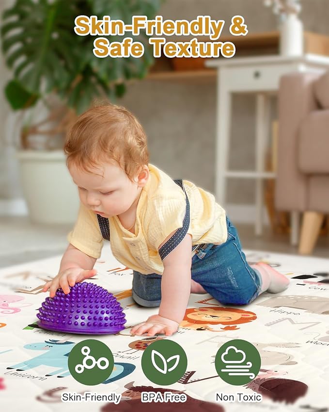 TINYHARBO Premium Foam Baby Play Mat 59" x 59" – Removable & Machine Washable Cover, Extra Thick Padding Playpen Mat, Non-Slip Crawling Mat, Easy to Clean for Infants, Toddlers & Babies