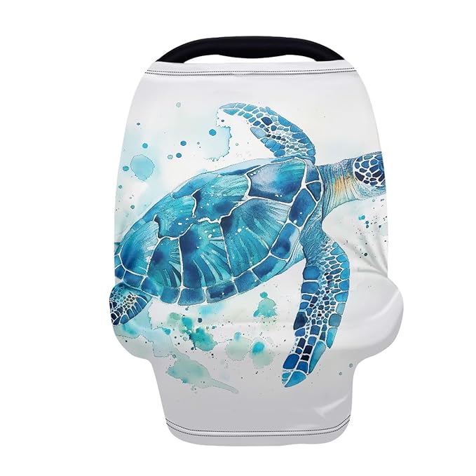 Sea Turtle Baby Nursing Cover & Nursing Poncho Multi Use Cover for Baby Car Seat Canopy,Shopping Cart Stroller Cover,Full Privacy Breastfeeding Coverage, Baby Shower Gifts for Boy&Girl