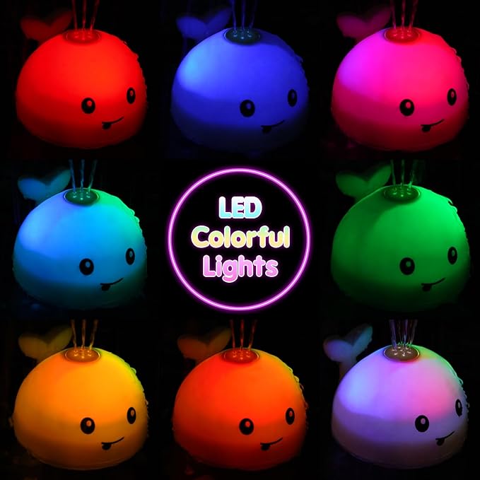 Gigilli Baby Bath Toys, Light Up Whale Sprinkler Bath Toys for Kids Ages 1-3, Pool Water Table Bathtub Fountain Toy for Toddler 6-12 Months, Easter Basket Stuffers Birthday 1 Year Old Boys Girls Gifts