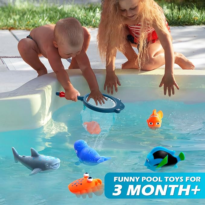 No Hole Mold Free Baby Bath Toys for Kids Ages 1-3, Water Toys for 6-12 Months Infants with Storage Bag, Baby Shark Toys for Pool, Bathtub, Beach, Shower, Tub,Ideal Gifts for Kids Boys and Girls