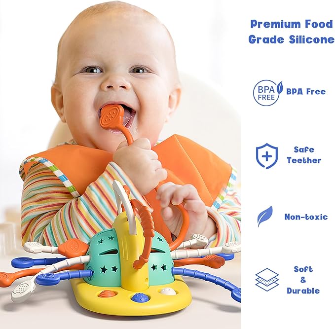 Baby Toys Silicone Suction Cup Toy for 6-12 Months High Chair Toddler Sensory Toys for 1 Year Baby Montessori Toy