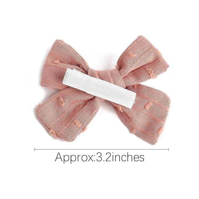 3.2'' Girls Hot Pink Linen Hair Bows Clips - Alligator Clips Hair Accessories for Little Girls, Toddlers, Kids, and Teens
