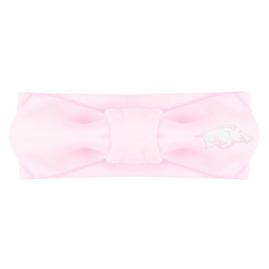 Creative Knitwear Arkansas Razorbacks Infant Girls Pink Solid Hair Knot Headband Embroidered Logo - Size Newborn - 4T