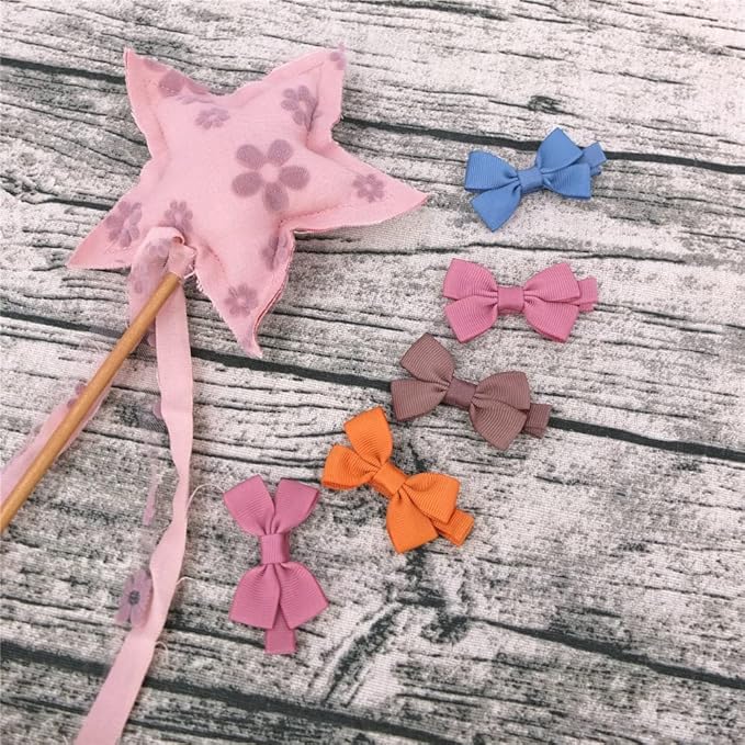 Cute Hair Clips for Baby Toddler Girls Tiny Hair Bow Alligator Clips in Fringe Bangs Hair Barrettes Accessories (Ambrosia 16 PCS)