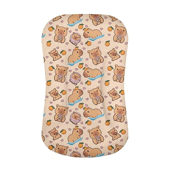 Capybara Baby Lounger Cover for Boys Girls Newborn Lounger Pillow Covers Soft Breathable Infant Nest Slipcover 31.5'' x 21.3'' Fits Most Standard Baby Loungers