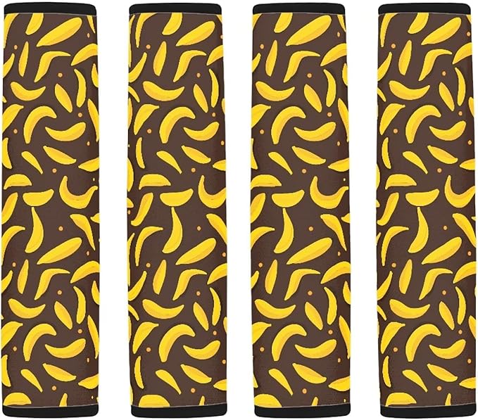 2 Pcs Car Seat Belt Pads Universal Seatbelt Protector Strap Soft Comfort Seat Belt Shoulder Strap for Adults Yellow Banana Pattern