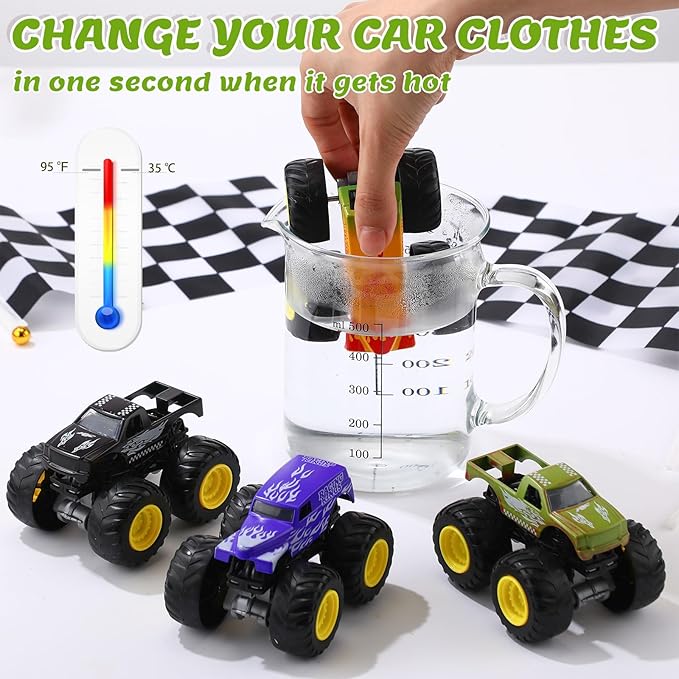 4 Pcs Color Changing Car Bath Toys 1: 43 Kids Truck Mold Water Table Toys Toddlers Baby Bathtub Shifters Vehicles Truck for Child Change Pool Gift Party Prizes Favors