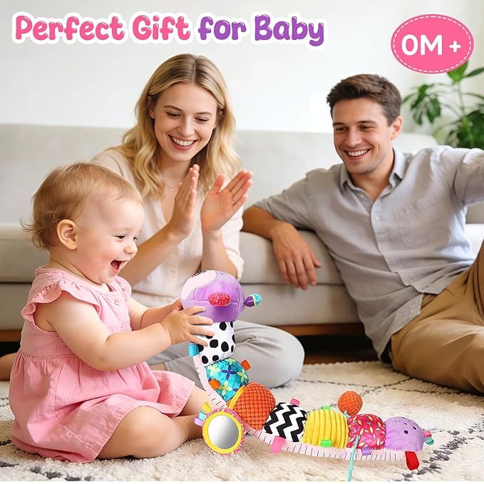 Musical Caterpillar Baby Toys 0-6 6-12 Months, Multi-Functional Sensory Tummy Time Toys for Newborn Infants Boys & Girls, Developmental Stuffed Animal Toys, Baby Shower & Baby Gifts