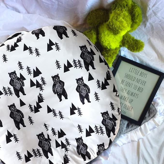 Baby Lounger Cover, Bear Newborn Lounger Cover for Boys, Snugly Fit Infant Lounger for Baby, Infant Removable Slipcover, Animal Breathable & Reusable (Lounger Pillow Not Included)