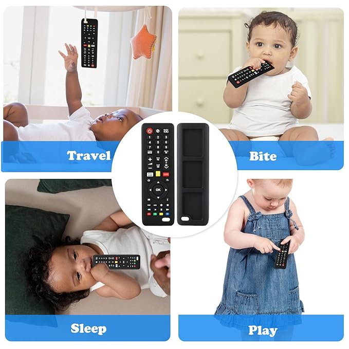 Baby Teether Toy TV Remote Control Shape Teething Toys for Babies 3-24 Months, Chew Toys for Infants Teething Relief, Freezer BPA Free