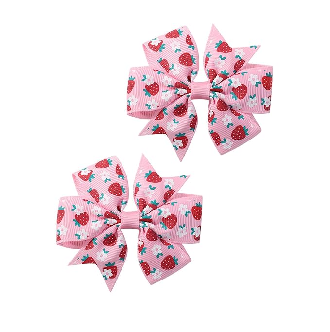 Strawberry Snap Clips Baby Girls Fruit Hair Bow Clips Strawberry Hair Ring Tie BBW24 (Set-O)