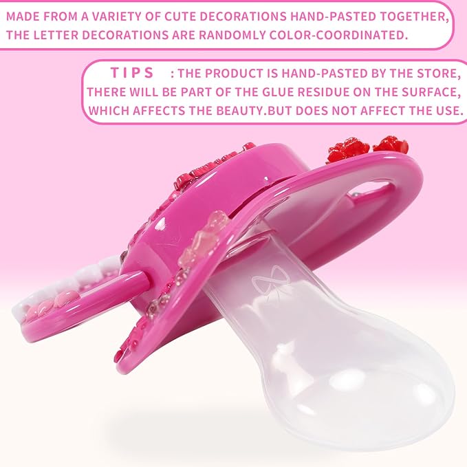 CutiePlusU Adult Sized Pacifier Dummy Big Shield DIY Handmade- DarkPink