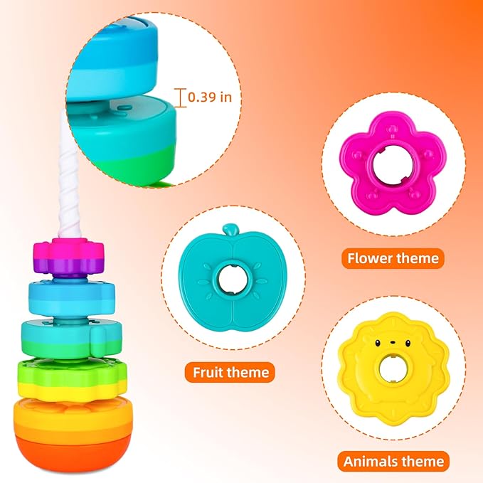 BYFWH Spinning Stacking Toys for Babies 12+ Month Ring Stacker Stacking for Toddlers 1-3 Montessori Toys,Educational Learning Sensory Toy for Kids Easter Christmas Birthday Present for Baby