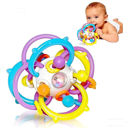 ANGELLE Silicone Teething Toys for Babies 0-18 Months, Montessori Sensory Teethers for Gum Relief, BPA Free Food Grade Chew Toys