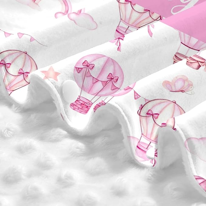 Personalized Baby Car Seat Canopy for Babies, Custom Name Car Seat Covers for Baby Girl, Hot Air Balloons Opening Minky Nursing Breastfeeding Cover for Infant, Carseat Canopies for Newborn