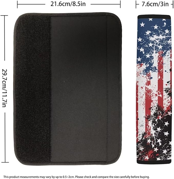 AFPANQZ Stars and Stripes Car Seat Belt Pads Covers Universal Fit for Truck Vans Sedans SUVs Safety Seatbelt Pad Cushion Comfortable Driving Car Seats Accessories Interior Decor