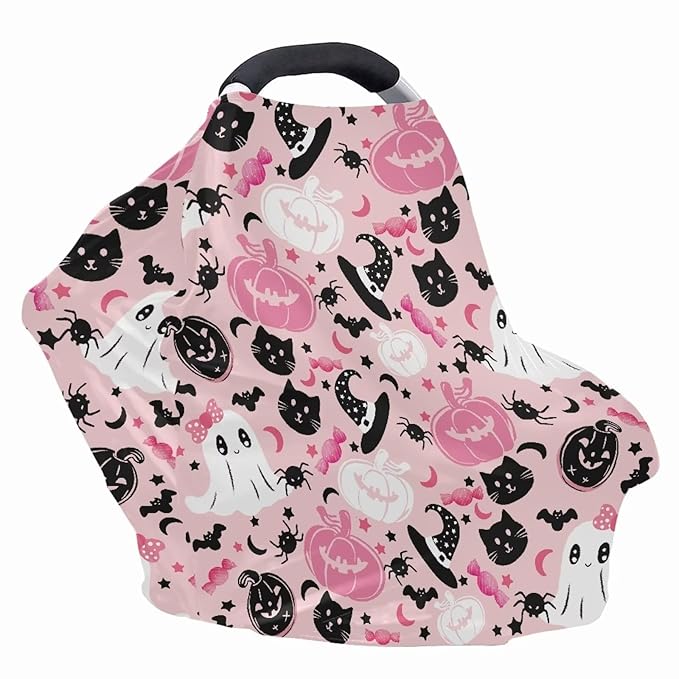 AFPANQZ Pink Pumpkin Breastfeeding Nursing Cover Carseat Canopy for Babies Infant Newborn Stroller Cover Breastfeeding Scarf Baby Shower s for Boys and Girls