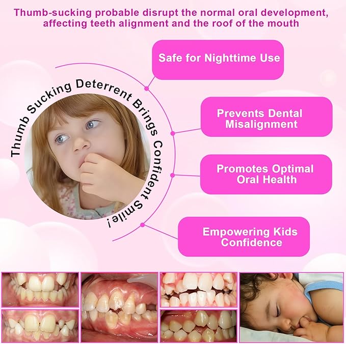 JFHNMLW 2 Pcs Thumb Sucking Deterrent, Pink Rainbow Elbow Thumb Guard for Thumb Sucking, Nail Biting Treatment for Kids Prevention Anti Nose Picking for Boys Girls Finger Sucking Prevention