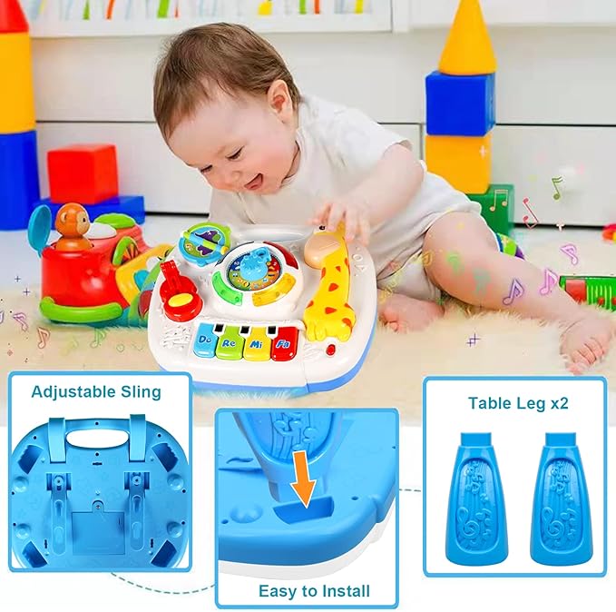 Baby Toys 6-12 Months, Musical Learning Table Toys for 1 2 3 Year Old Boys Girls Early Education Activity Center Toys for 7 8 9 10 18 Months Kids Toddler Valentines'Day Birthday Gifts