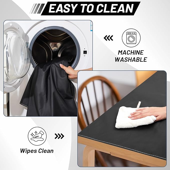 Drydiet 55x70 Inch Extra Large Craft & Painting Floor Mat - Waterproof Non-Slip PVC Art Rug, Floor Protector for Easel Painting Pottery Messy Projects, Washable Roll-up Spill Mat(Black, Plain)
