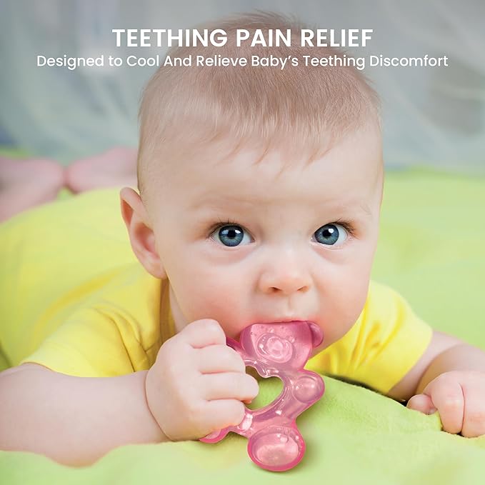 Lulyboo Baby Water Teething Toys for 3-6 Months - BPA-Free Soft Edges, Chilled Fruit Teethers, Animal Shape, Easy to Grasp, Sensory Development, Safe & Gentle Teething Relief