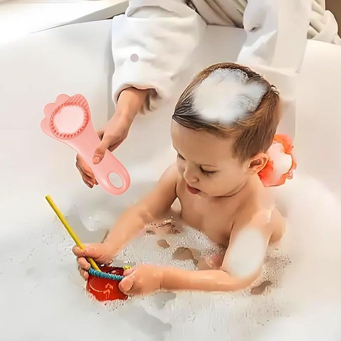 Baby Hair Brush,Toddler Hair Comb,Baby Hair Brush Comb Set,Small Cute Comb for Wet Dry Hair - Silicone Gentle Bath Brush Scalp Massager Brush for Newborns Toddlers Perfect Baby Registry Gift (Pink)