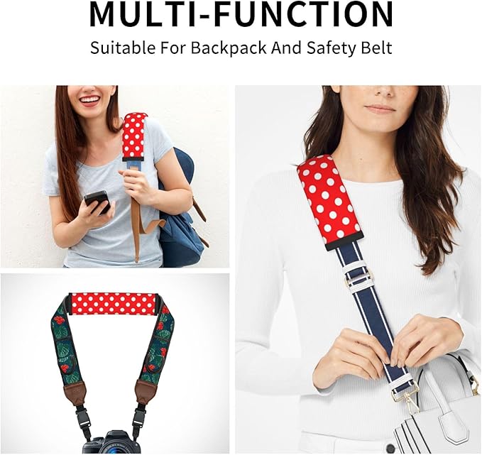 Red White Polka Dot Seat Belt Cover Fits Cars Trucks SUV Sedans Air Permeability Car Seatbelt Strap Cover, Auto Interior Accessories Protector