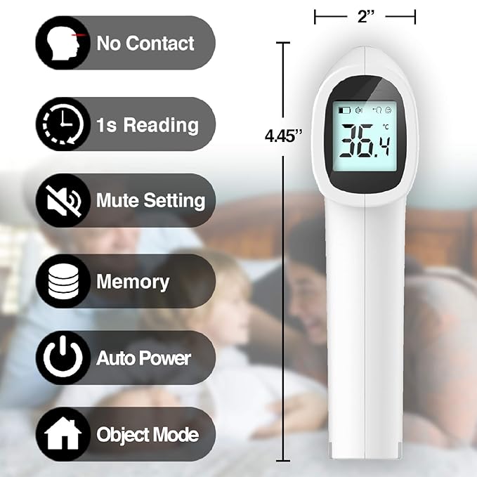 FT50 Non Contact Thermometer Infrared Fever Monitor Screen Display for Adults Kids Batteries Warranty