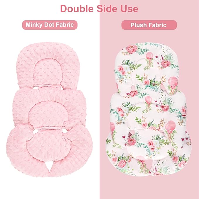 Infant Car Seat Insert, Car Seat Head Support Baby with 2 Covers, Ultra-Soft Newborn carseat Insert, Perfect for Car Seat, Stroller, Swing, Flower