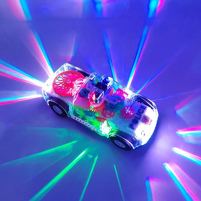 Tipmant Baby Toddler Police Car Electric Vehicle Toy Auto Driving, Transparent Gears, Music, Luminous Lights, Kids Gifts
