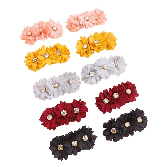 Flower Hair Clips Set-Cherrboll 10pcs Floral Hair Bow Accessories for Baby Girl Toddles Teen Gifts